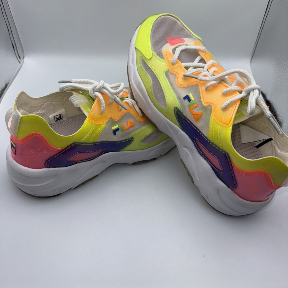 Fila Ray Tracer TL Women's Shoes WhiteKnockout Pink Yellow 5RM01053-149 Size 8.5